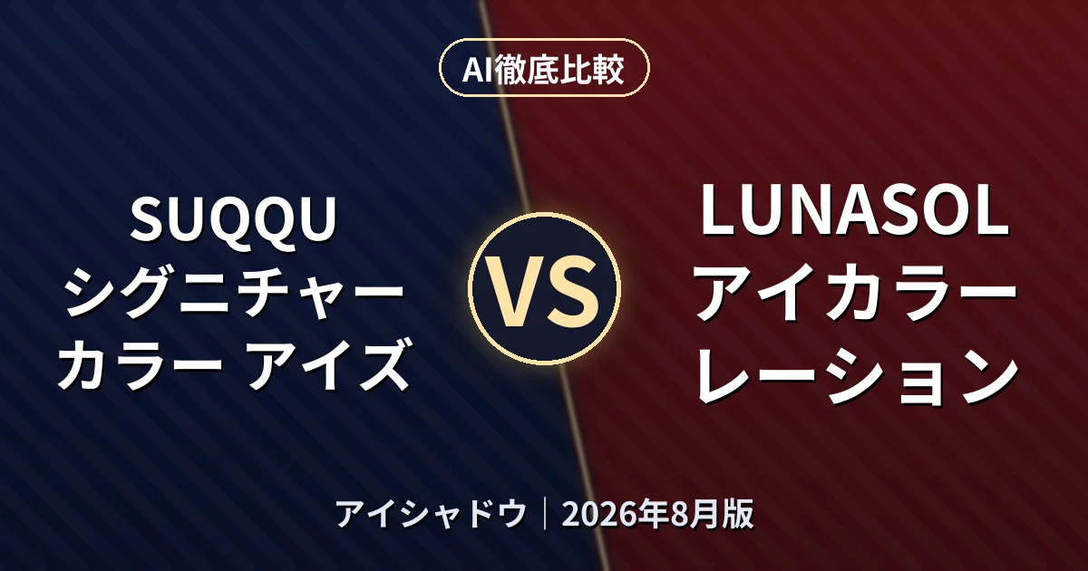 SUQQU シグニチャー カラー アイズ vs LUNASOL アイカラーレーション|アイシャドウAI徹底比較