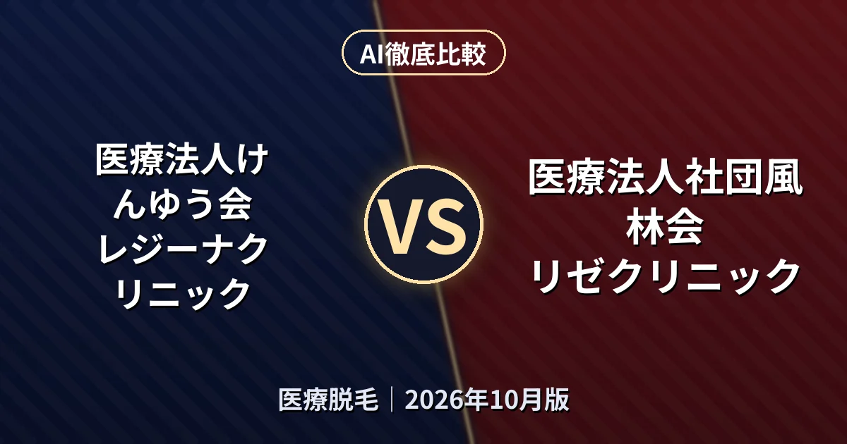 医療法人けんゆう会 レジーナクリニック vs 医療法人社団風林会 リゼクリニック|医療脱毛AI徹底比較