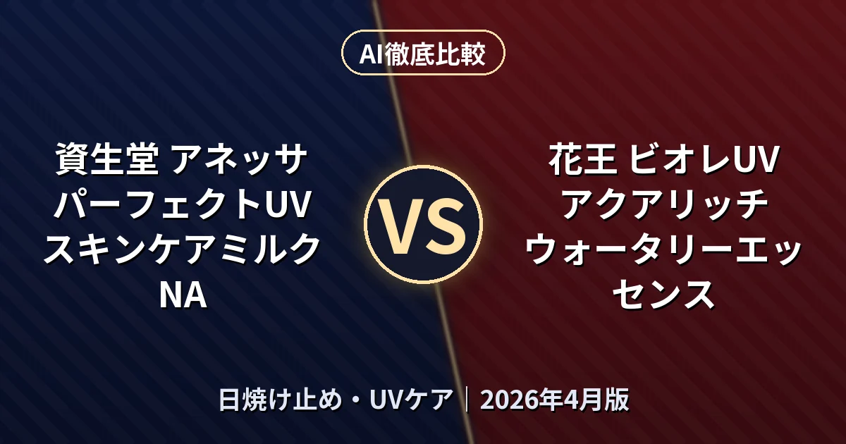 資生堂 アネッサ パーフェクトUV スキンケアミルク NA vs 花王 ビオレUV アクアリッチ ウォータリーエッセンス｜日焼け止め・UVケアAI徹底比較